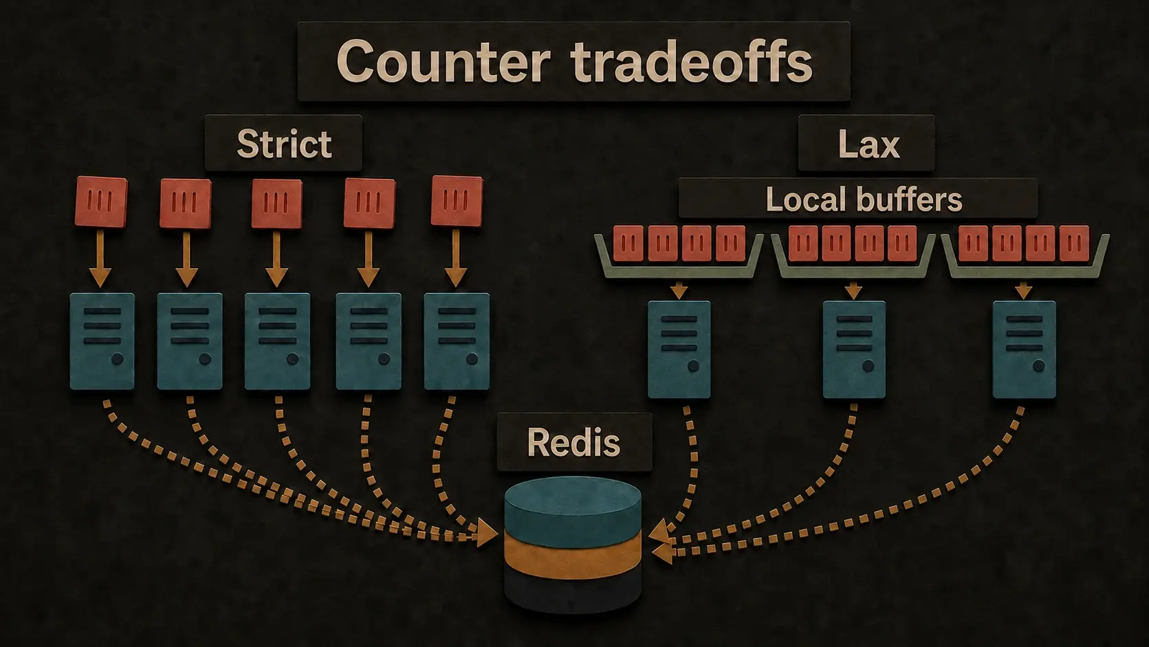 Strict and lax counter paths trading consistency for throughput